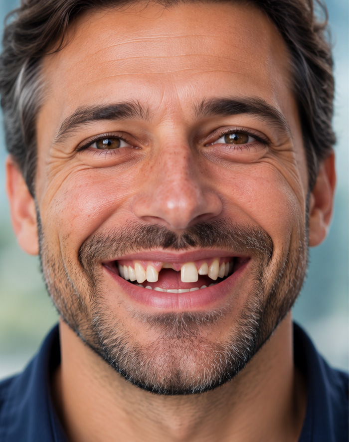 A patient's smile before treatment