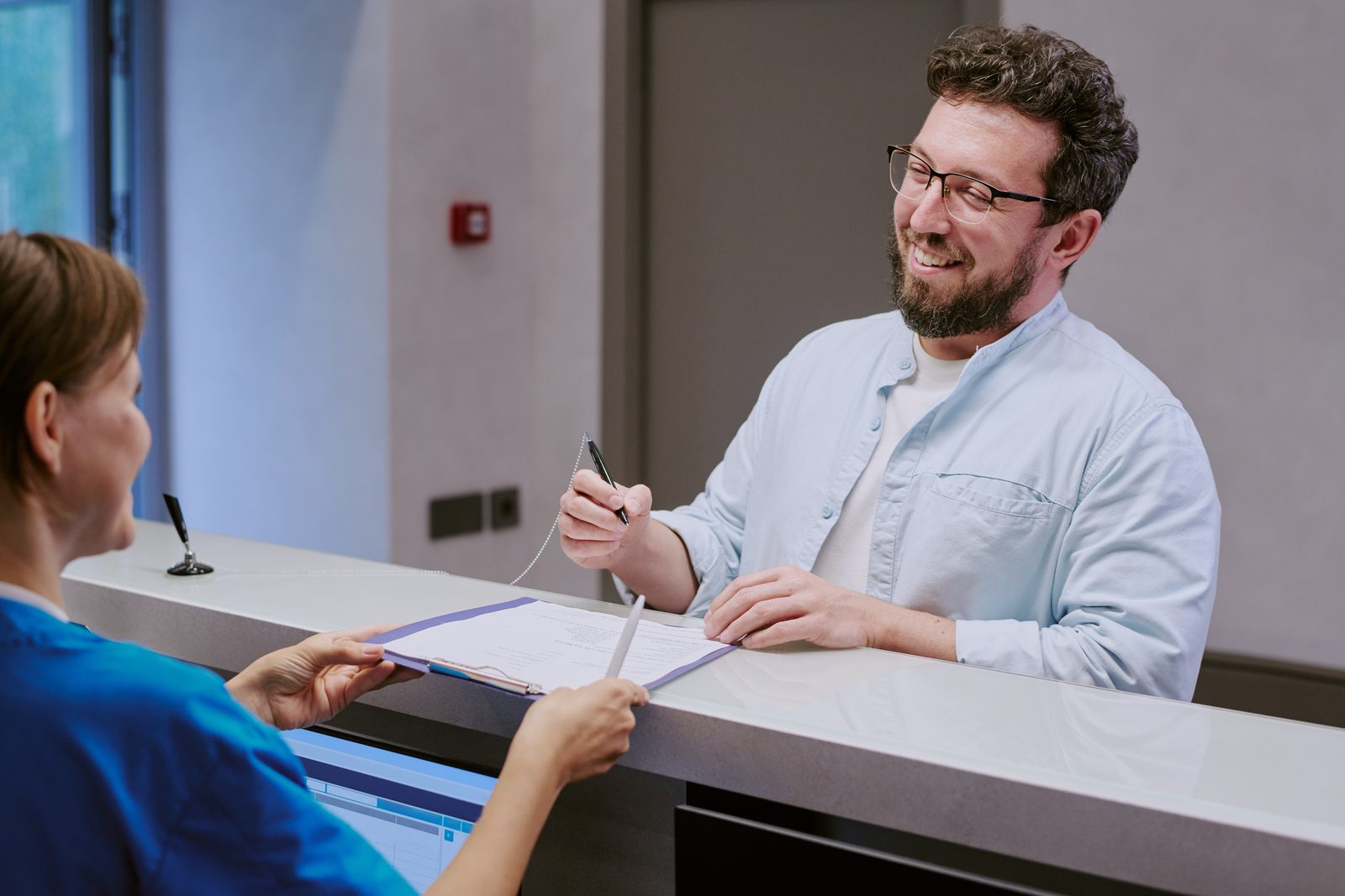 A welcoming front desk moment