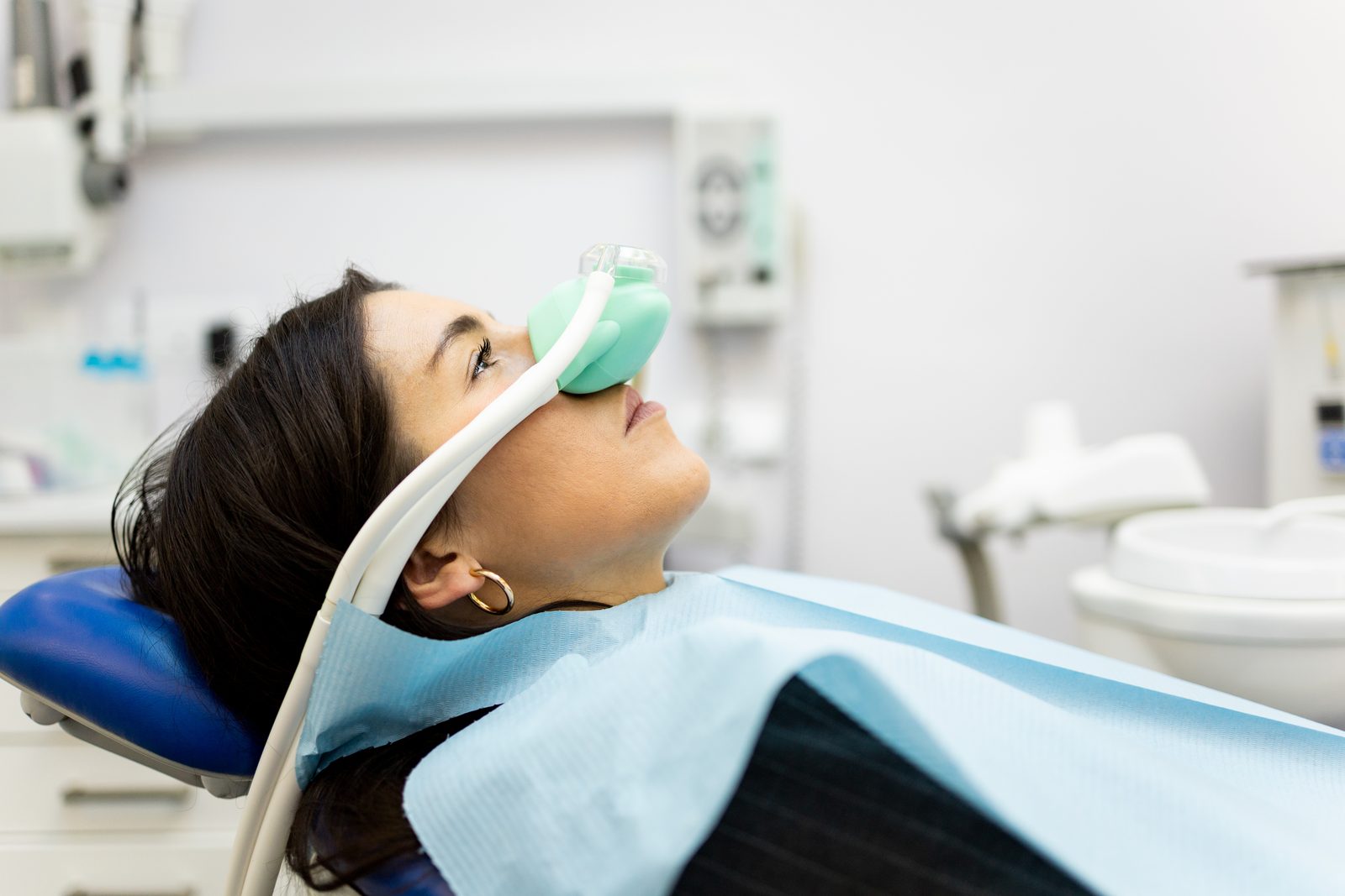 A calm patient breathing easily